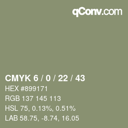 Farbcode: CMYK 6 / 0 / 22 / 43 | qconv.com