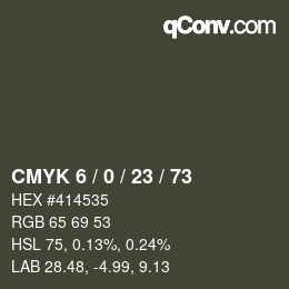 Color code: CMYK 6 / 0 / 23 / 73 | qconv.com