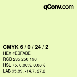 颜色代码: CMYK 6 / 0 / 24 / 2 | qconv.com