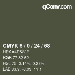 カラーコード: CMYK 6 / 0 / 24 / 68 | qconv.com