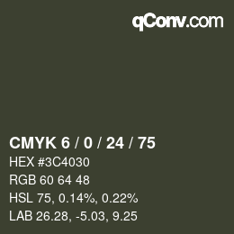 カラーコード: CMYK 6 / 0 / 24 / 75 | qconv.com