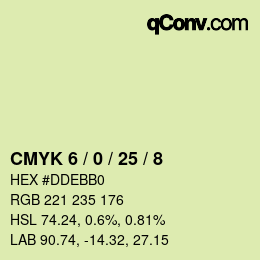 颜色代码: CMYK 6 / 0 / 25 / 8 | qconv.com