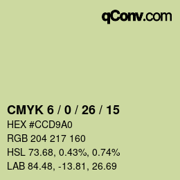 Farbcode: CMYK 6 / 0 / 26 / 15 | qconv.com