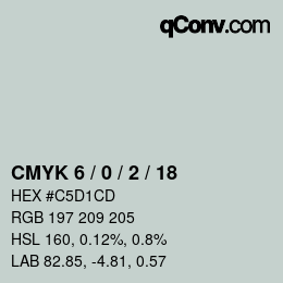 カラーコード: CMYK 6 / 0 / 2 / 18 | qconv.com