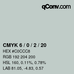 カラーコード: CMYK 6 / 0 / 2 / 20 | qconv.com