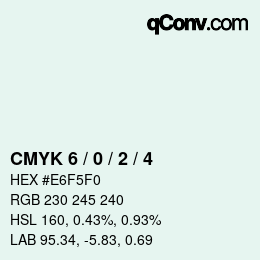 Código de color: CMYK 6 / 0 / 2 / 4 | qconv.com