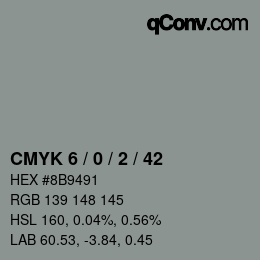 Color code: CMYK 6 / 0 / 2 / 42 | qconv.com