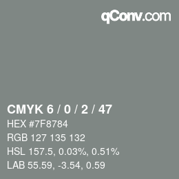 颜色代码: CMYK 6 / 0 / 2 / 47 | qconv.com