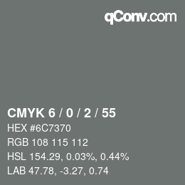 Color code: CMYK 6 / 0 / 2 / 55 | qconv.com
