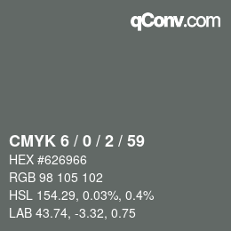 Color code: CMYK 6 / 0 / 2 / 59 | qconv.com