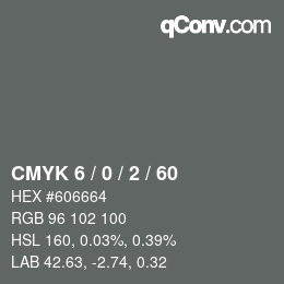 カラーコード: CMYK 6 / 0 / 2 / 60 | qconv.com