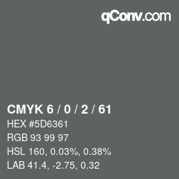 Color code: CMYK 6 / 0 / 2 / 61 | qconv.com