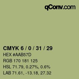 Code couleur: CMYK 6 / 0 / 31 / 29 | qconv.com