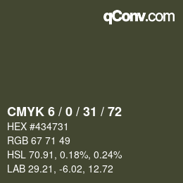 Color code: CMYK 6 / 0 / 31 / 72 | qconv.com