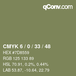 Farbcode: CMYK 6 / 0 / 33 / 48 | qconv.com