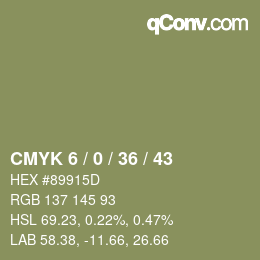 Code couleur: CMYK 6 / 0 / 36 / 43 | qconv.com