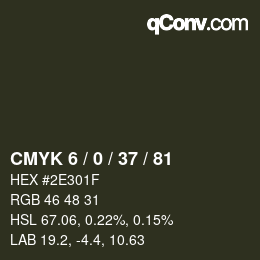 カラーコード: CMYK 6 / 0 / 37 / 81 | qconv.com