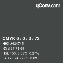 カラーコード: CMYK 6 / 0 / 3 / 72 | qconv.com