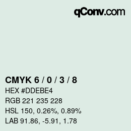 颜色代码: CMYK 6 / 0 / 3 / 8 | qconv.com