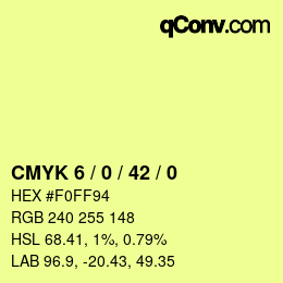 カラーコード: CMYK 6 / 0 / 42 / 0 | qconv.com