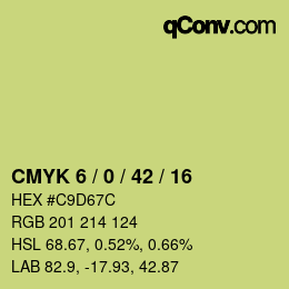 Farbcode: CMYK 6 / 0 / 42 / 16 | qconv.com