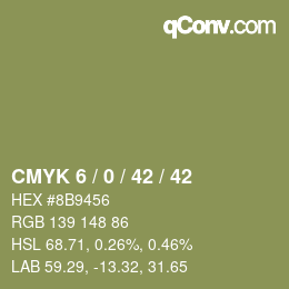 カラーコード: CMYK 6 / 0 / 42 / 42 | qconv.com