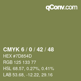 Farbcode: CMYK 6 / 0 / 42 / 48 | qconv.com