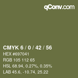 颜色代码: CMYK 6 / 0 / 42 / 56 | qconv.com