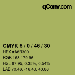 カラーコード: CMYK 6 / 0 / 46 / 30 | qconv.com