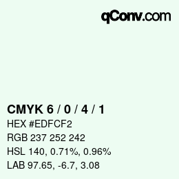 颜色代码: CMYK 6 / 0 / 4 / 1 | qconv.com