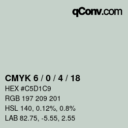 カラーコード: CMYK 6 / 0 / 4 / 18 | qconv.com