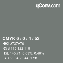 Color code: CMYK 6 / 0 / 4 / 52 | qconv.com