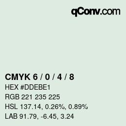 颜色代码: CMYK 6 / 0 / 4 / 8 | qconv.com