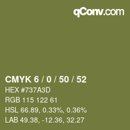 颜色代码: CMYK 6 / 0 / 50 / 52 | qconv.com