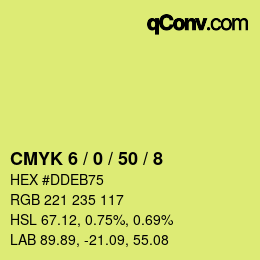 カラーコード: CMYK 6 / 0 / 50 / 8 | qconv.com