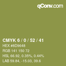 Farbcode: CMYK 6 / 0 / 52 / 41 | qconv.com