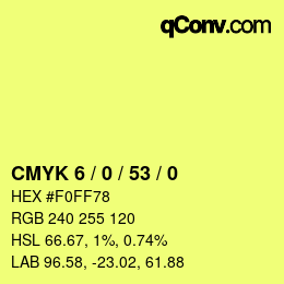 カラーコード: CMYK 6 / 0 / 53 / 0 | qconv.com