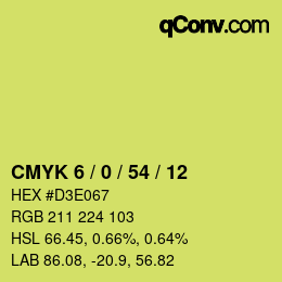 颜色代码: CMYK 6 / 0 / 54 / 12 | qconv.com