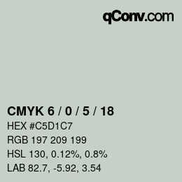 カラーコード: CMYK 6 / 0 / 5 / 18 | qconv.com