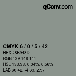 Color code: CMYK 6 / 0 / 5 / 42 | qconv.com