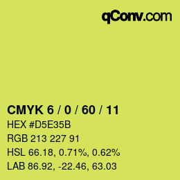カラーコード: CMYK 6 / 0 / 60 / 11 | qconv.com