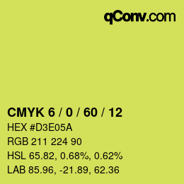 カラーコード: CMYK 6 / 0 / 60 / 12 | qconv.com