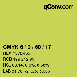カラーコード: CMYK 6 / 0 / 60 / 17 | qconv.com