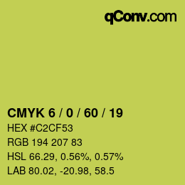 Color code: CMYK 6 / 0 / 60 / 19 | qconv.com