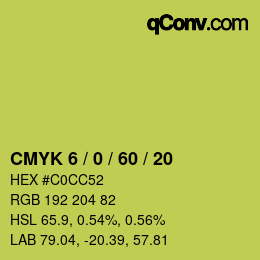 カラーコード: CMYK 6 / 0 / 60 / 20 | qconv.com