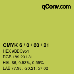 カラーコード: CMYK 6 / 0 / 60 / 21 | qconv.com