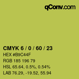 カラーコード: CMYK 6 / 0 / 60 / 23 | qconv.com