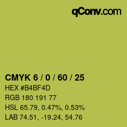 カラーコード: CMYK 6 / 0 / 60 / 25 | qconv.com