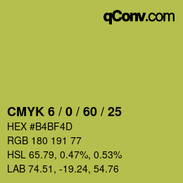 Farbcode: CMYK 6 / 0 / 60 / 25 | qconv.com