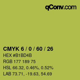 カラーコード: CMYK 6 / 0 / 60 / 26 | qconv.com